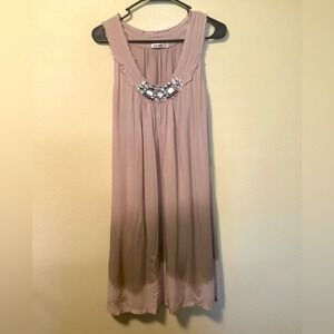 MUR MUR Embellished Neckline‎ Sleeveless Dress Taupe Size L